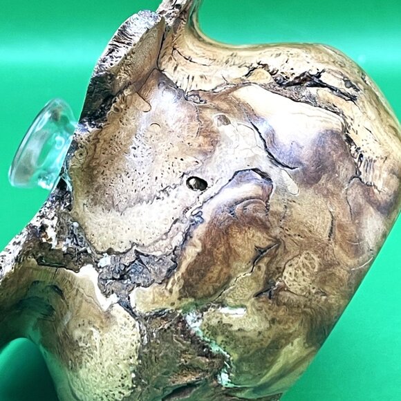 Rustic Artisan Burl Wood Jar Oil Candle Glass Insert Natural Edge Turned Vessel - Picture 12 of 12